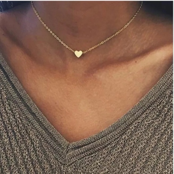 collar short simple layering necklace Jewelry - Minimalist Layering Gold Heart Collar